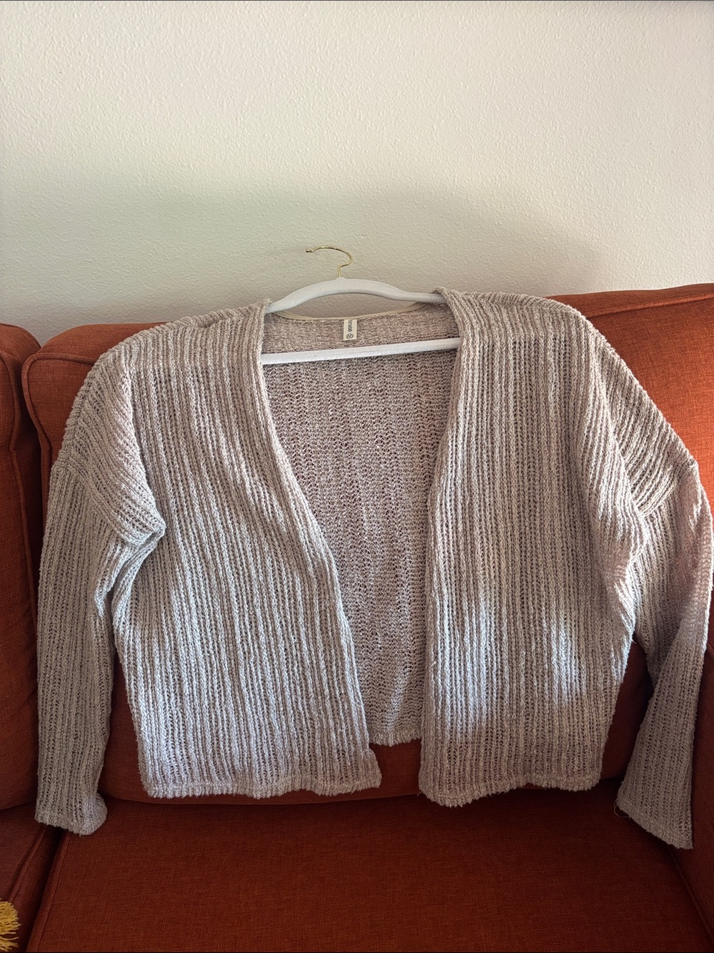 Cozy Open-Front Ribbed Cardigan Sweater - Light Taupe
